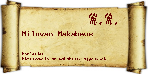 Milovan Makabeus névjegykártya